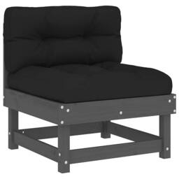 Berkfield Home Middle Sofas with Cushions 2 pcs Grey Solid Wood Pine - thumbnail 4