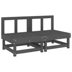Berkfield Home Middle Sofas with Cushions 2 pcs Grey Solid Wood Pine - thumbnail 3