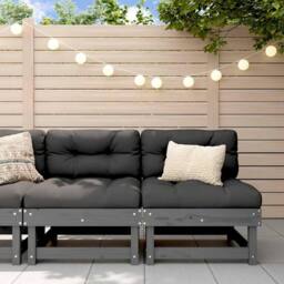Berkfield Home Middle Sofas with Cushions 2 pcs Grey Solid Wood Pine - thumbnail 1