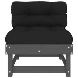 Berkfield Home Middle Sofas with Cushions 2 pcs Grey Solid Wood Pine - thumbnail 5