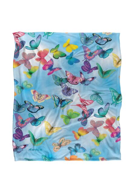 JQ Licensing Royce Mcclure Butterfly Sky Pattern Silky Touch Super Soft Throw Blanket 152 X 127 cm in White - image 1