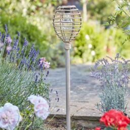 Marco Paul 4 Pack of Warm White Rattan Solar Powered Stake Lights 70cm in Beige - thumbnail 2