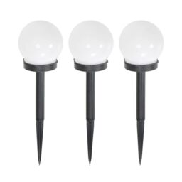 ValueLights Frosted Globe Solar Powered Outdoor Spike Lights 3 Pack Garden Stake Lamp in White - thumbnail 2