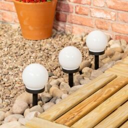 ValueLights Frosted Globe Solar Powered Outdoor Spike Lights 3 Pack Garden Stake Lamp in White - thumbnail 3