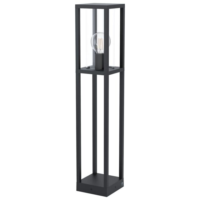 Loops IP44 Outdoor Bollard Light Black Cast Aluminium Box 1 x 40W E27 Tall Lamp Post - image 1