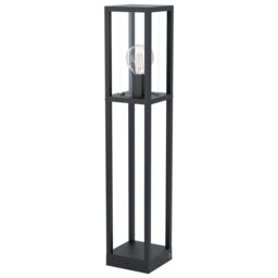 Loops IP44 Outdoor Bollard Light Black Cast Aluminium Box 1 x 40W E27 Tall Lamp Post