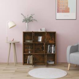 Berkfield Home Modern Book Cabinet Smoked Oak 90x30x90 cm Engineered Wood in Brown - Size: 90 x 30 x 90 cm - thumbnail 1
