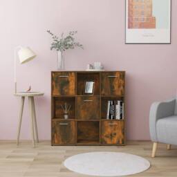 Berkfield Home Modern Book Cabinet Smoked Oak 90x30x90 cm Engineered Wood in Brown - Size: 90 x 30 x 90 cm - thumbnail 2