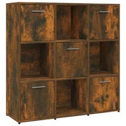 Berkfield Home Modern Book Cabinet Smoked Oak 90x30x90 cm Engineered Wood in Brown - Size: 90 x 30 x 90 cm - thumbnail 3
