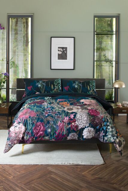 The Lyndon Company Tivoli Nighttime Digital Print 100% Cotton Duvet Cover Set in Navy - Size: Double