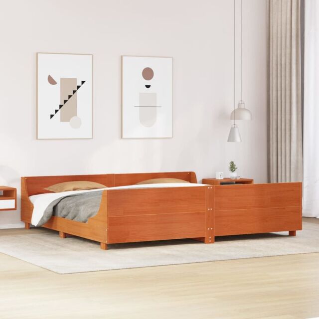 Berkfield Home Bed Frame without Mattress Wax Brown 180x200 cm Super King Solid Wood Pine - image 1