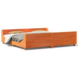 Berkfield Home Bed Frame without Mattress Wax Brown 180x200 cm Super King Solid Wood Pine - thumbnail 2