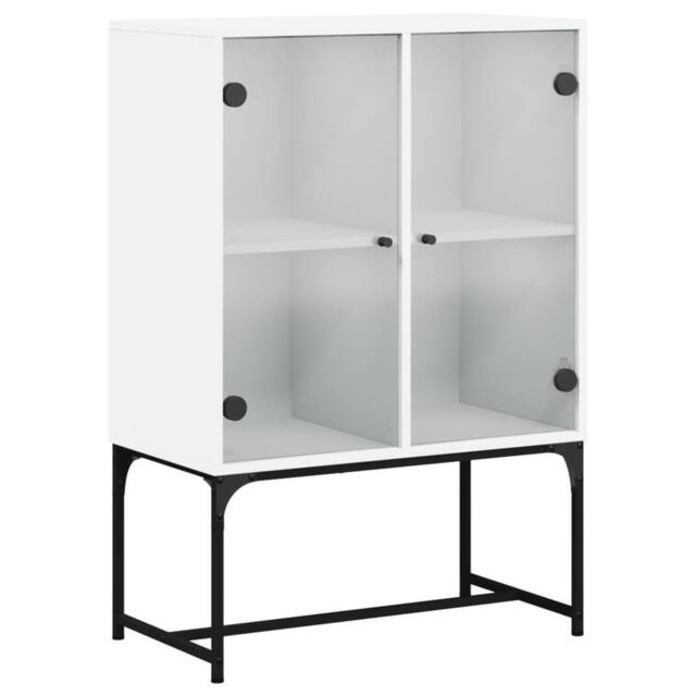 Berkfield Home Side Cabinet with Glass Doors White 69x37x100 cm - Size: 69 x 37 x 100 cm - image 1