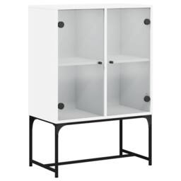 Berkfield Home Side Cabinet with Glass Doors White 69x37x100 cm - Size: 69 x 37 x 100 cm
