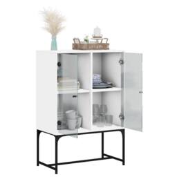 Berkfield Home Side Cabinet with Glass Doors White 69x37x100 cm - Size: 69 x 37 x 100 cm - thumbnail 5