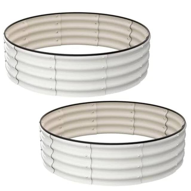 KORVIXA 2pcs Round Galvanized Raised Garden Bed in White - Size: 1.25kg - image 1