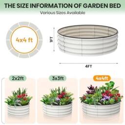 KORVIXA 2pcs Round Galvanized Raised Garden Bed in White - Size: 1.25kg - thumbnail 2