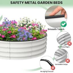 KORVIXA 2pcs Round Galvanized Raised Garden Bed in White - Size: 1.25kg - thumbnail 4