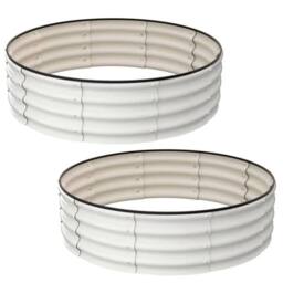 KORVIXA 2pcs Round Galvanized Raised Garden Bed in White - Size: 1.25kg