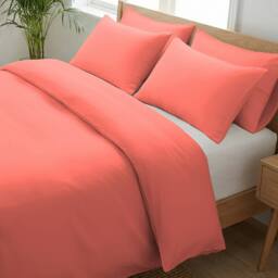Grace 100% Egptian Cotton Duvet Cover Set with Matching Pillowcases in Coral - Size: King - thumbnail 7