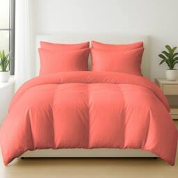 Grace 100% Egptian Cotton Duvet Cover Set with Matching Pillowcases in Coral - Size: King - thumbnail 1