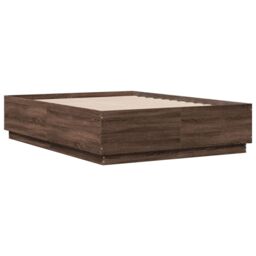Berkfield Home Bed Frame with LED without Mattress Brown Oak 135x190 cm Double - thumbnail 3