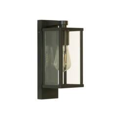 Lighting Collection Black & Clear Glass Outdoor Wall Light - thumbnail 3