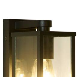 Lighting Collection Black & Clear Glass Outdoor Wall Light - thumbnail 4
