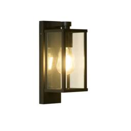 Lighting Collection Black & Clear Glass Outdoor Wall Light - thumbnail 2
