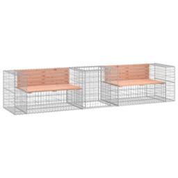 Berkfield Home Compact Garden Bench with Gabion Basket Solid Wood Douglas in Brown - thumbnail 3