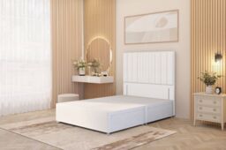 "Somnior Alexas Divan Divan Bed 4 Drawers with 54"" Floor Headboard Plush Velvet in White - Size: King" - thumbnail 2