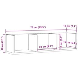 Berkfield Home CD Wall Shelf Old Wood 75x18x18 cm Engineered Wood in Brown - Size: 75 x 18 x 18 cm - thumbnail 9