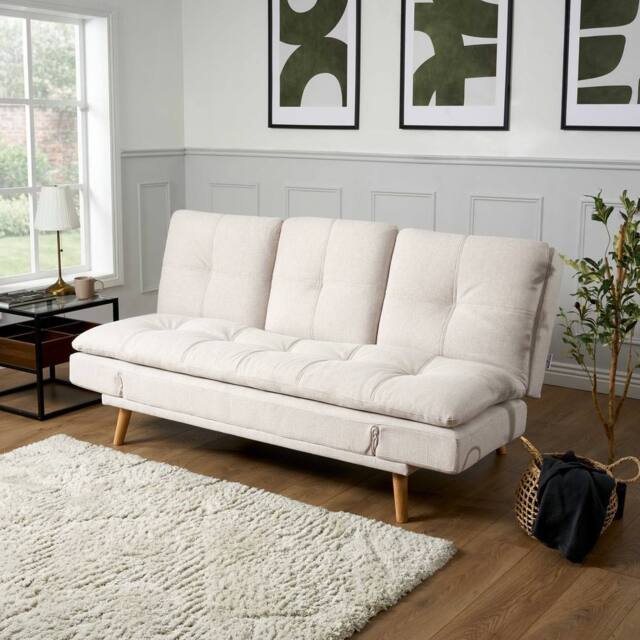 Bravich LTD Soho 4‑in‑1 Click Clack Sofa Bed - Linen Blend in Beige - Size: 3 Seater - image 1