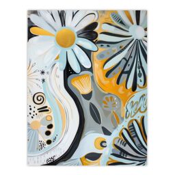 "Artery8 Abstract Daisy Wild Flowers Painting Pastels Gold Wall Art Print in Blue - Size: W24"" x H32""" - thumbnail 1