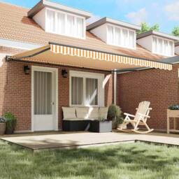 Berkfield Home Retractable Awning Manual Orange & White 450x300 cm - thumbnail 3