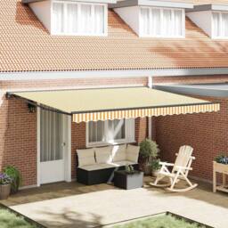 Berkfield Home Retractable Awning Manual Orange & White 450x300 cm - thumbnail 2