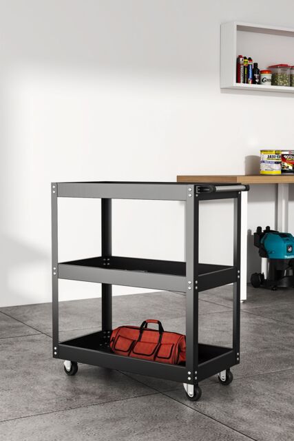 Living and Home 3-Tier Rolling Tool Cart Storage Organizer Trolley Multifunctional Kitchen Food Storage Rack in Black - image 1