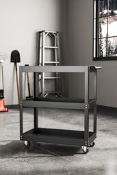 Living and Home 3-Tier Rolling Tool Cart Storage Organizer Trolley Multifunctional Kitchen Food Storage Rack in Black - thumbnail 3