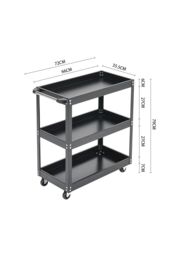 Living and Home 3-Tier Rolling Tool Cart Storage Organizer Trolley Multifunctional Kitchen Food Storage Rack in Black - thumbnail 6
