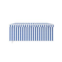 Berkfield Home Manual Retractable Awning with Blind 3.5x2.5m Blue&White in Blue - thumbnail 3