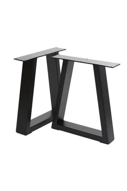 2Pcs 70x7x90cm Black Overhanging Trapezoid Metal Table Legs with & Foot Pads for Desks, Tables & DIY Furniture - Size: 70 x 7 x 90 cm