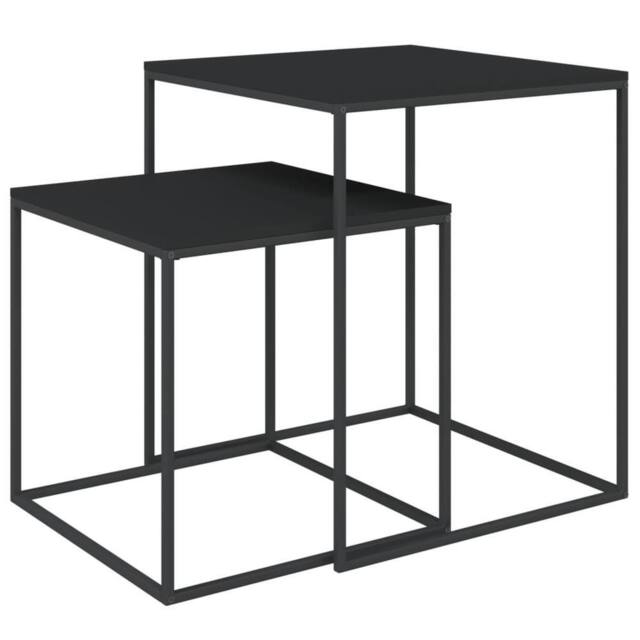 Berkfield Home Coffee Table Set 2 pcs Engineered Wood & Metal in Black - image 1