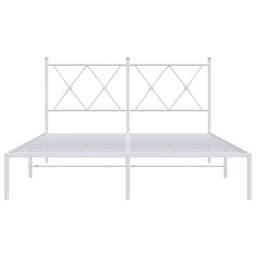 Berkfield Home Metal Bed Frame without Mattress with Headboard White 135x190cm - Size: 135x190 cm - thumbnail 4