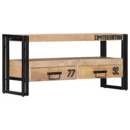 Berkfield Home TV Cabinet 100x30x45 cm Solid Mango Wood in Brown - Size: 100 x 30 x 45 cm - thumbnail 9