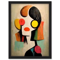 Artery8 Minimalist Abstract Pop Art Portrait Artwork Framed Wall Art Print A4 in Black - thumbnail 1