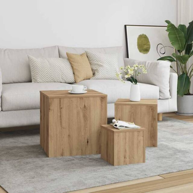 Berkfield Home Side Tables 3 pcs Old Wood Engineered Wood in Brown - image 1