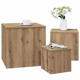 Berkfield Home Side Tables 3 pcs Old Wood Engineered Wood in Brown - thumbnail 3