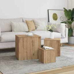 Berkfield Home Side Tables 3 pcs Old Wood Engineered Wood in Brown - thumbnail 1