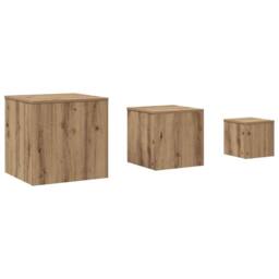 Berkfield Home Side Tables 3 pcs Old Wood Engineered Wood in Brown - thumbnail 2