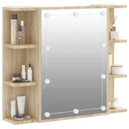 Berkfield Home Mirror Cabinet with LED Sonoma Oak 70x16.5x60 cm in Brown - thumbnail 6